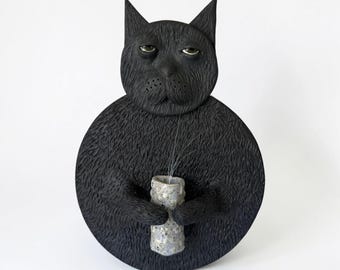 Cat Whisker Keeper Wall Art Ceramic Piece