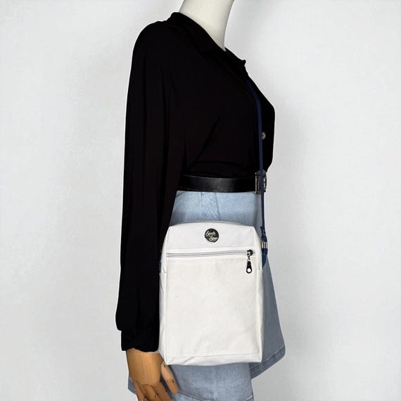 Upcycled Sailcloth Crossbody Bag Pixie Style With Multiple