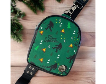 Bigfoot Compact Sling Bag Made With Faux Leather & Cotton - Gone Squatchin’ (MVP1)