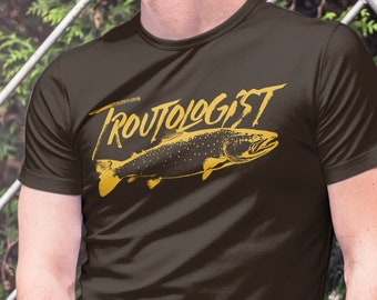 Camiseta de pesca - camisa de trucha marrón - pesca de trucha - camisa de pesca - pesca con mosca - camisa de pesca con mosca - camiseta de hombre - camiseta de papá - divertido
