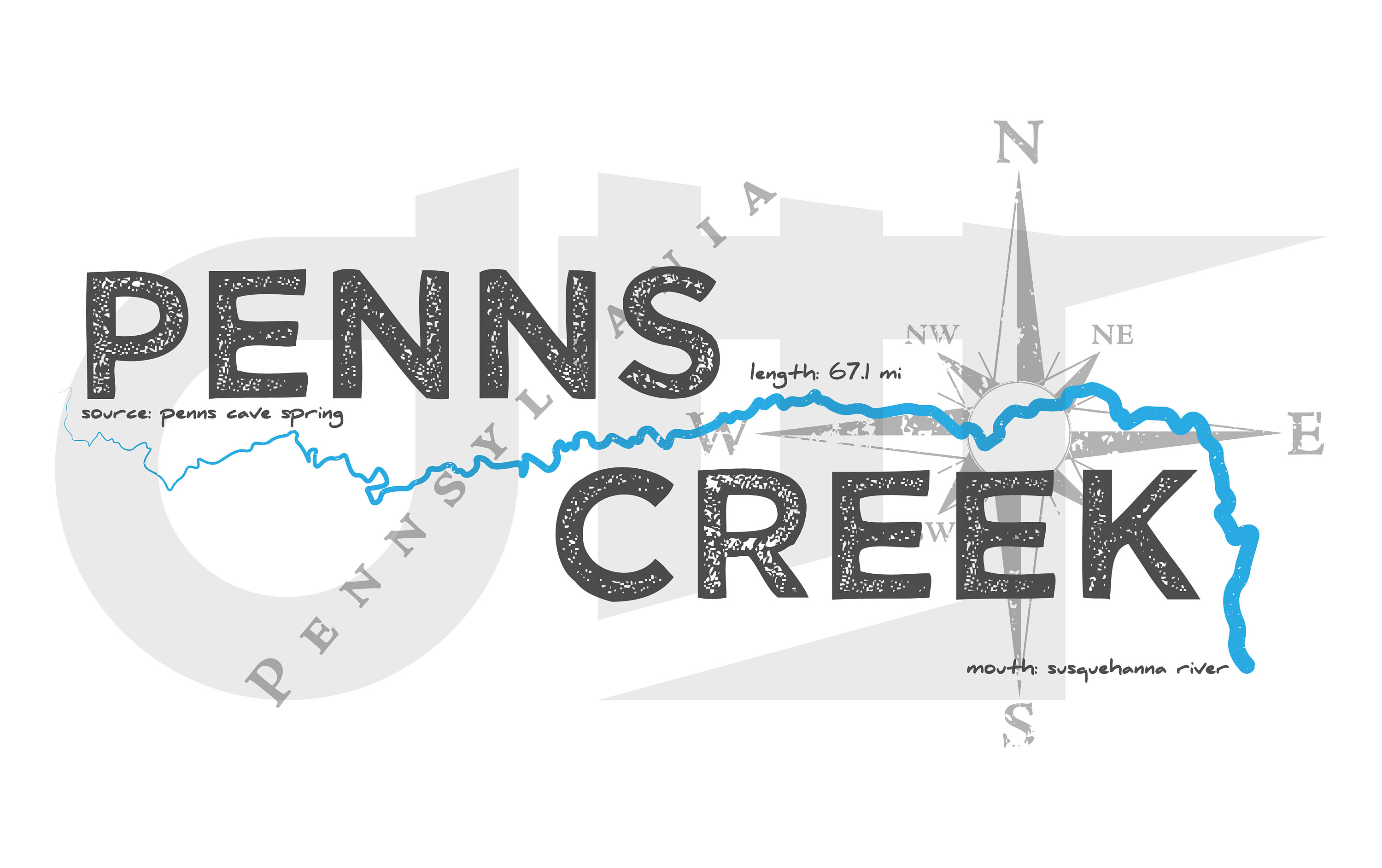 Penns Creek Penns Creek Map Fly Fishing Print Fishing Digital Download Svg Jpg Eps Ai Png Print