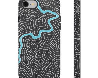 Topographic River Phone Case (iPhone, Pixel, Galaxy) - fishing gear - fly fishing artwork - trout - bass - gifts for dad - fathers day