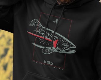 Rainbow trout Unisex Hoodie - fly fishing gear - fishing hoodie - trout fishing - dry fly - rainbow trout - brown trout - brook trout