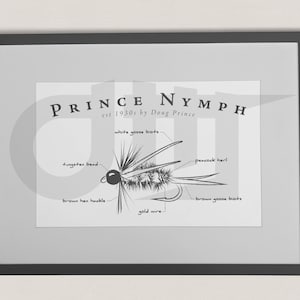 Príncipe ninfa - Atado de moscas - Ilustración - impresión de pesca con mosca - pesca - descarga digital - svg - jpg - eps - ai - png - imprimir archivo - pdf
