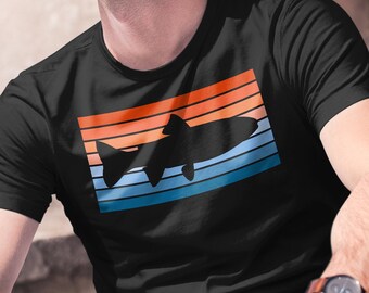 Camiseta de trucha - camisa al atardecer - pesca con mosca - camisa de pesca - camisa de pesca de trucha - atardecer retro - camiseta para hombre - camisa para papá