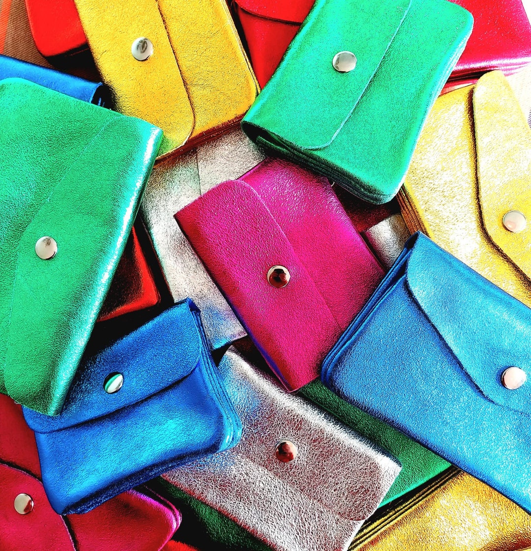 Italian Metallic Leather Small Purse Etsy UK