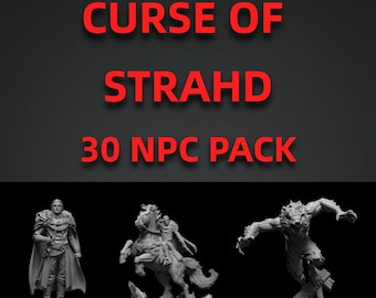 Paquete de aventuras Curse of Strahd - 30/32 Miniaturas DnD / Personajes/NPC / Strahd Von Zarovich, Ireena Kolyana, Hombres lobo