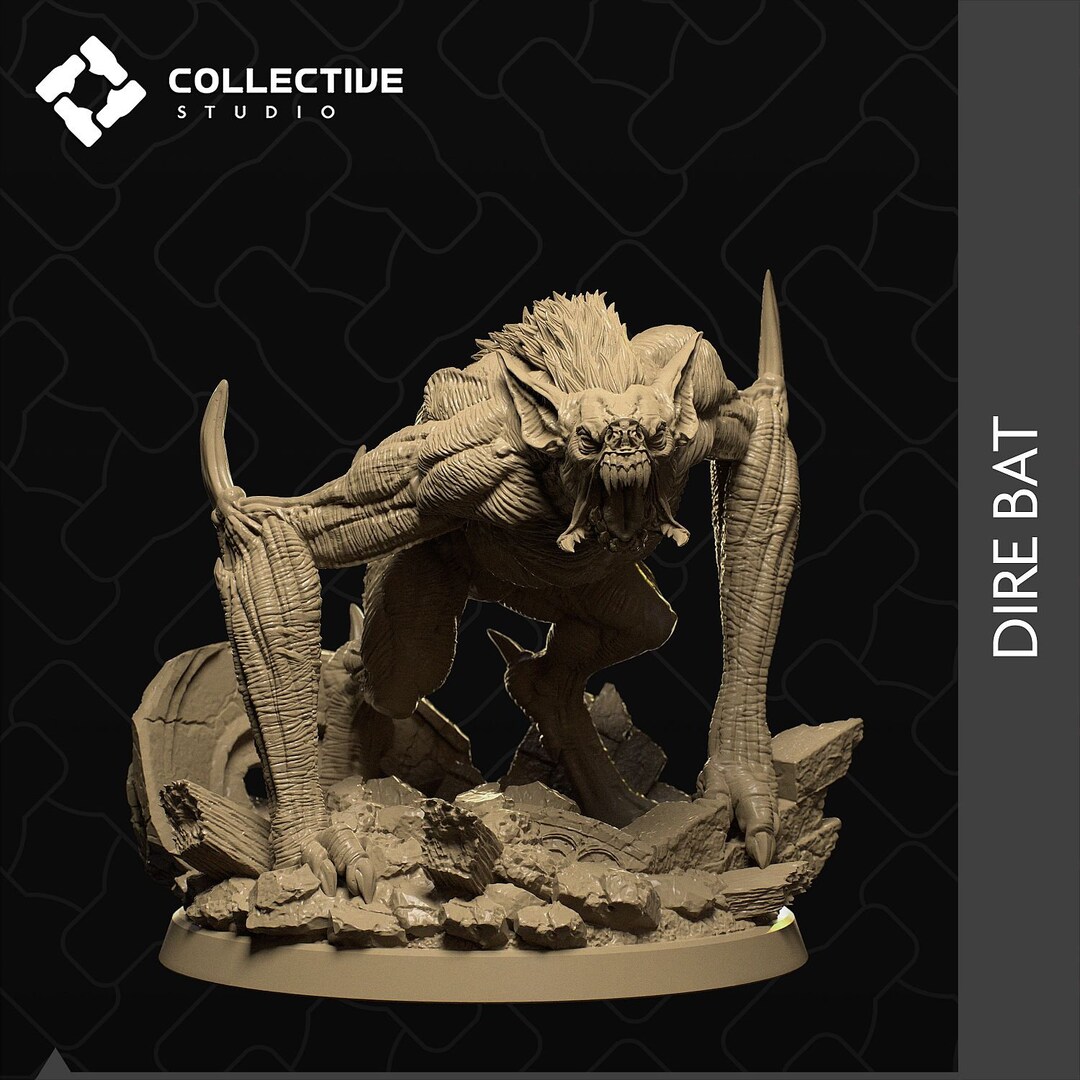Dire Bat 2 Inch Base Gothic 3D Printed Miniature Dnd Miniature - Etsy