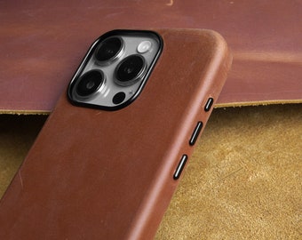 Étui en cuir cheval d'origine pour iPhone 15 - 15 Pro - 15 Pro Max