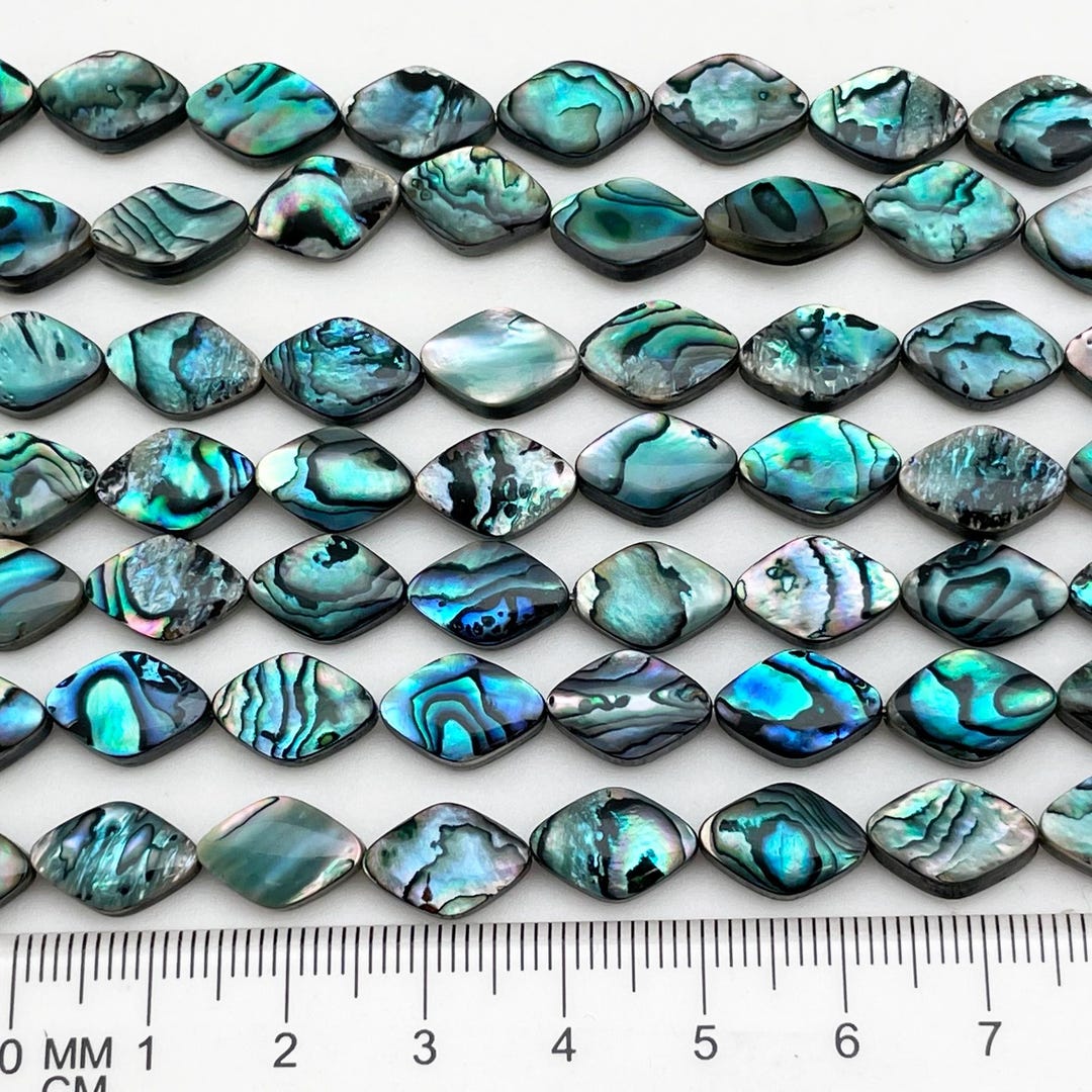 17 Beads, Paua Abalone Shell, 8x12mm Diamond, Natural Pearl/shell ...