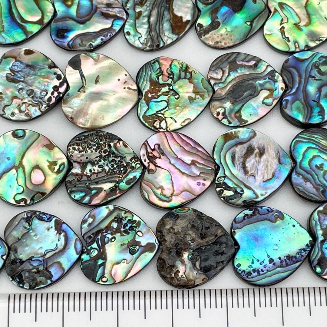 15 Beads, Paua Abalone Shell, 15mm Heart, Natural Pearl/shell, Jewelry ...