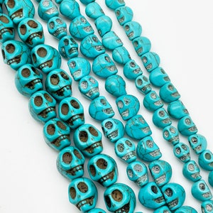 Howlite Skull Beads Natural Howlite Turquoise  Approx 7x8mm 8x10mm 10x13mm 16&quot; Strand