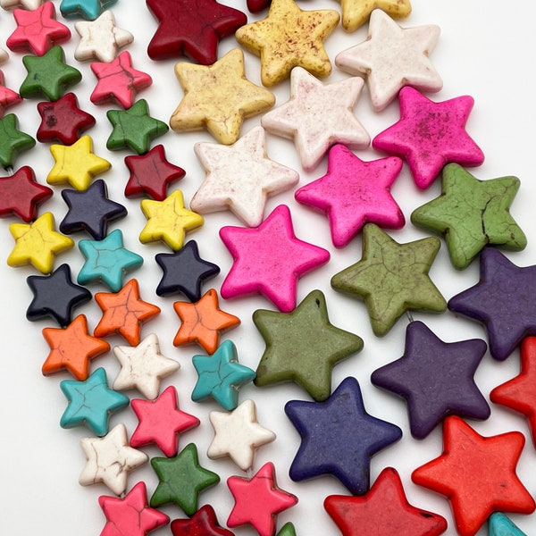Howlite Star Beads, Multi-colored, Approx 15 or 25mm