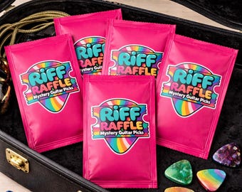 Mystery Guitar Picks 5 Pack Bundle | Plectrum Set | Guitar Accessories | Gift for Guitarist | Random Picks | Riff Raffle