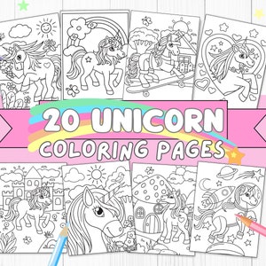 Cute Unicorn Coloring Pages For Kids, Unicorn Coloring Pages, Easy Coloring, Unicorn Printables, Unicorn Activities, Unicorn Parties,