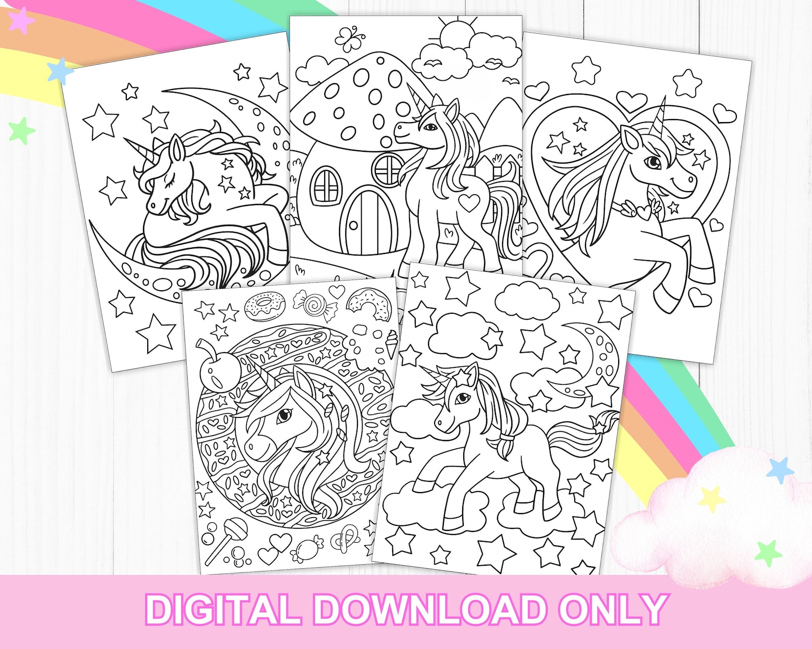 Cute Unicorn Coloring Pages for Kids, Unicorn Coloring Pages, Easy ...
