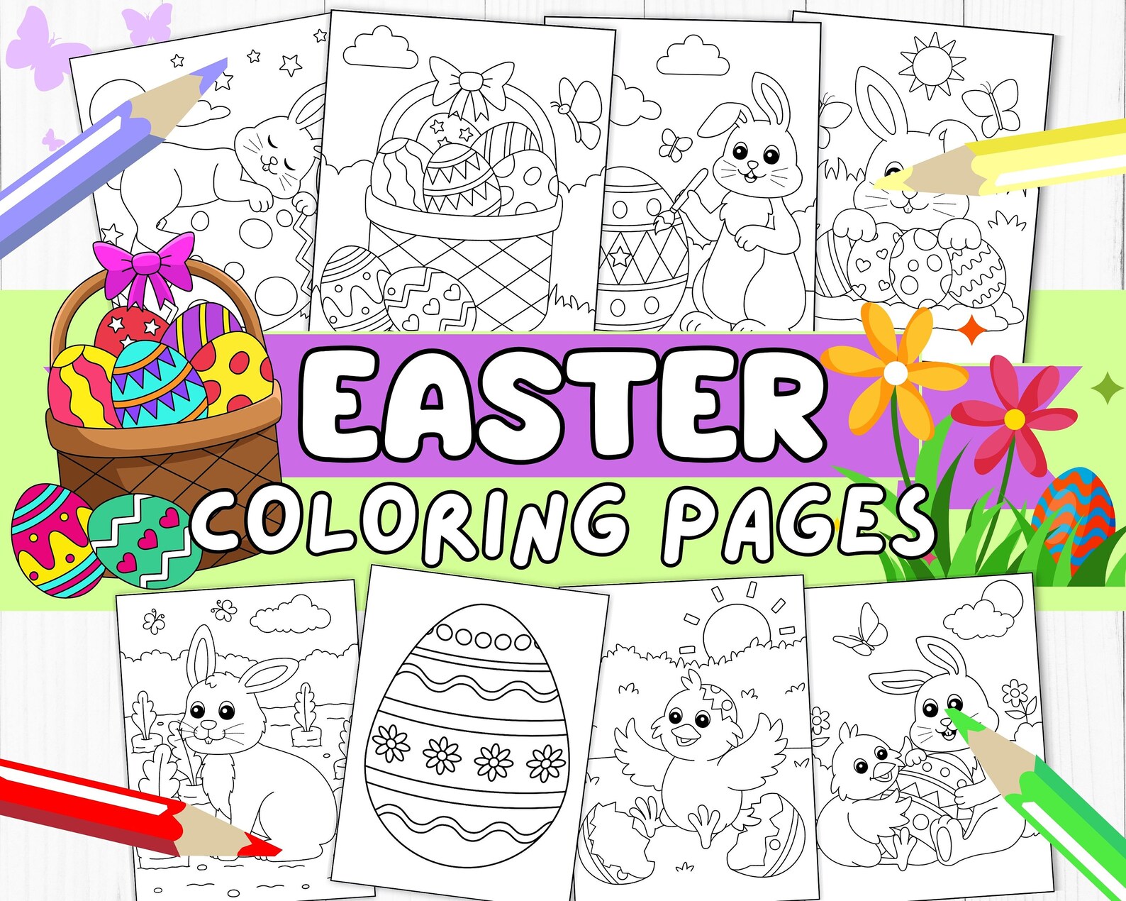 Easy Easter Coloring Pages for Kids Toddlers Preschoolers Toddlers ...