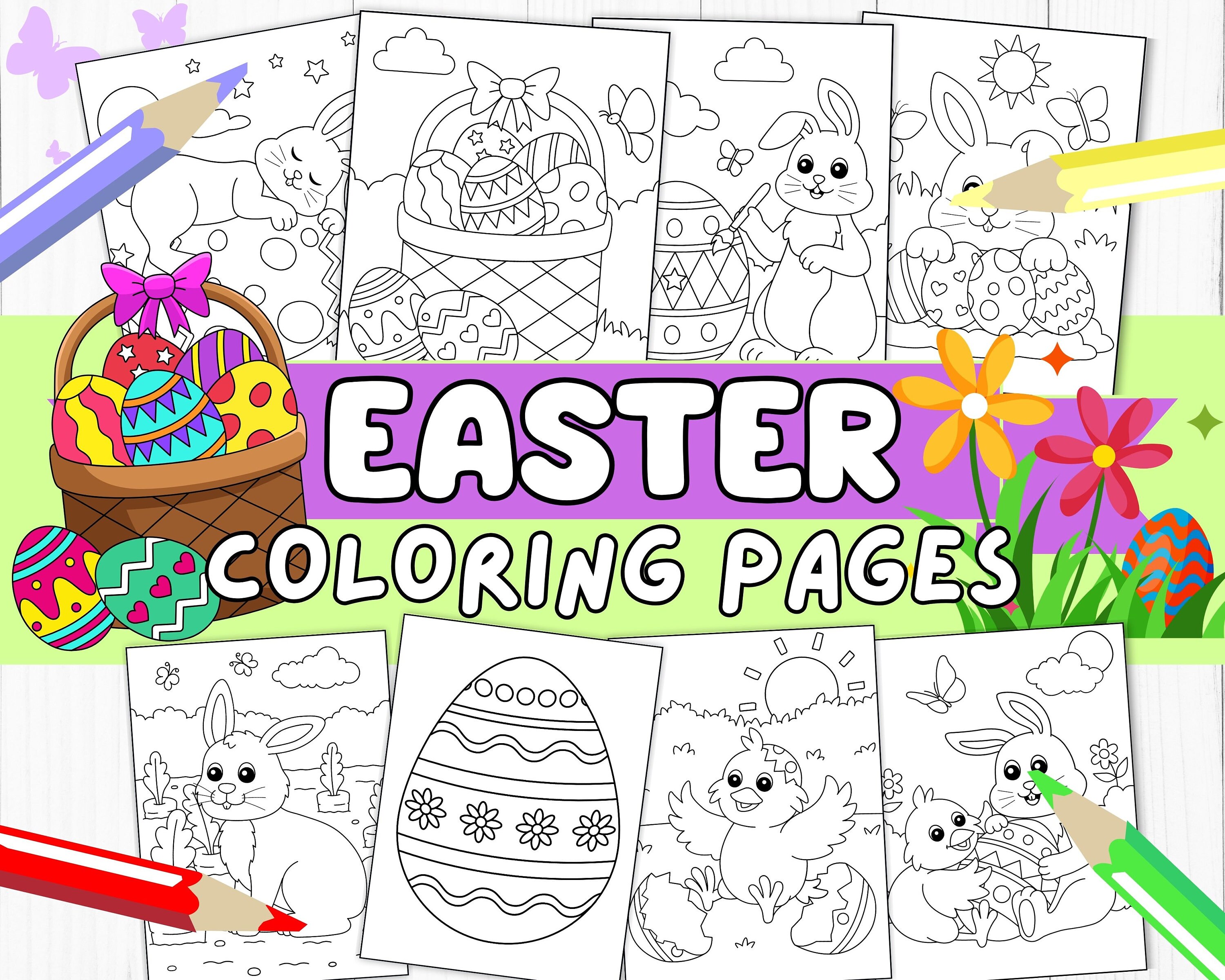 Easy Easter Coloring Pages for Kids Toddlers Preschoolers Toddlers ...
