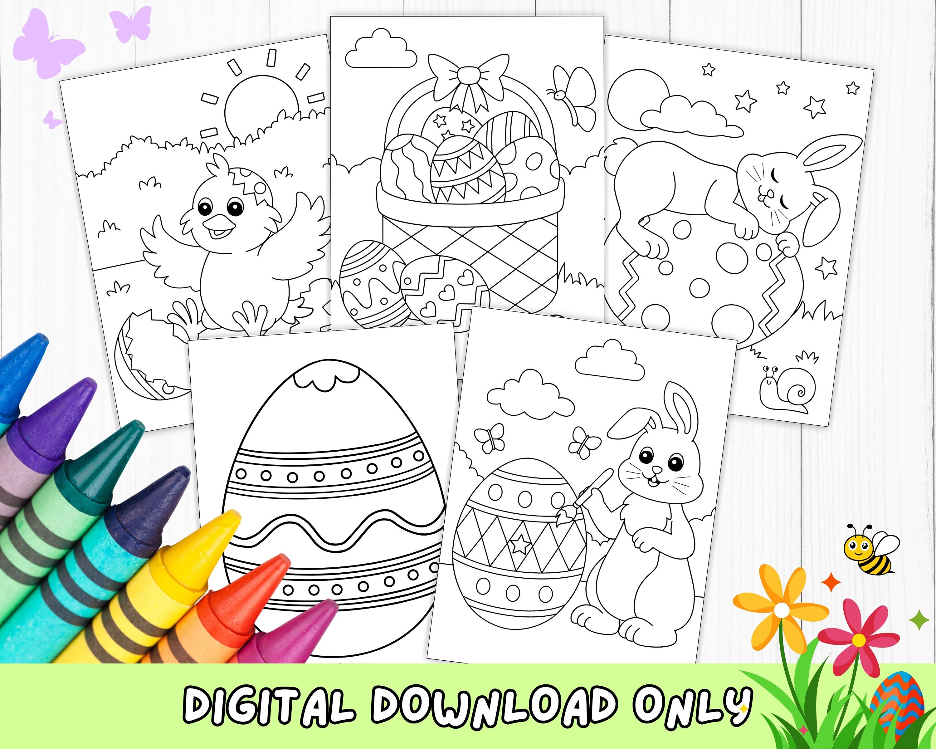 Easy Easter Coloring Pages for Kids Toddlers Preschoolers Toddlers ...
