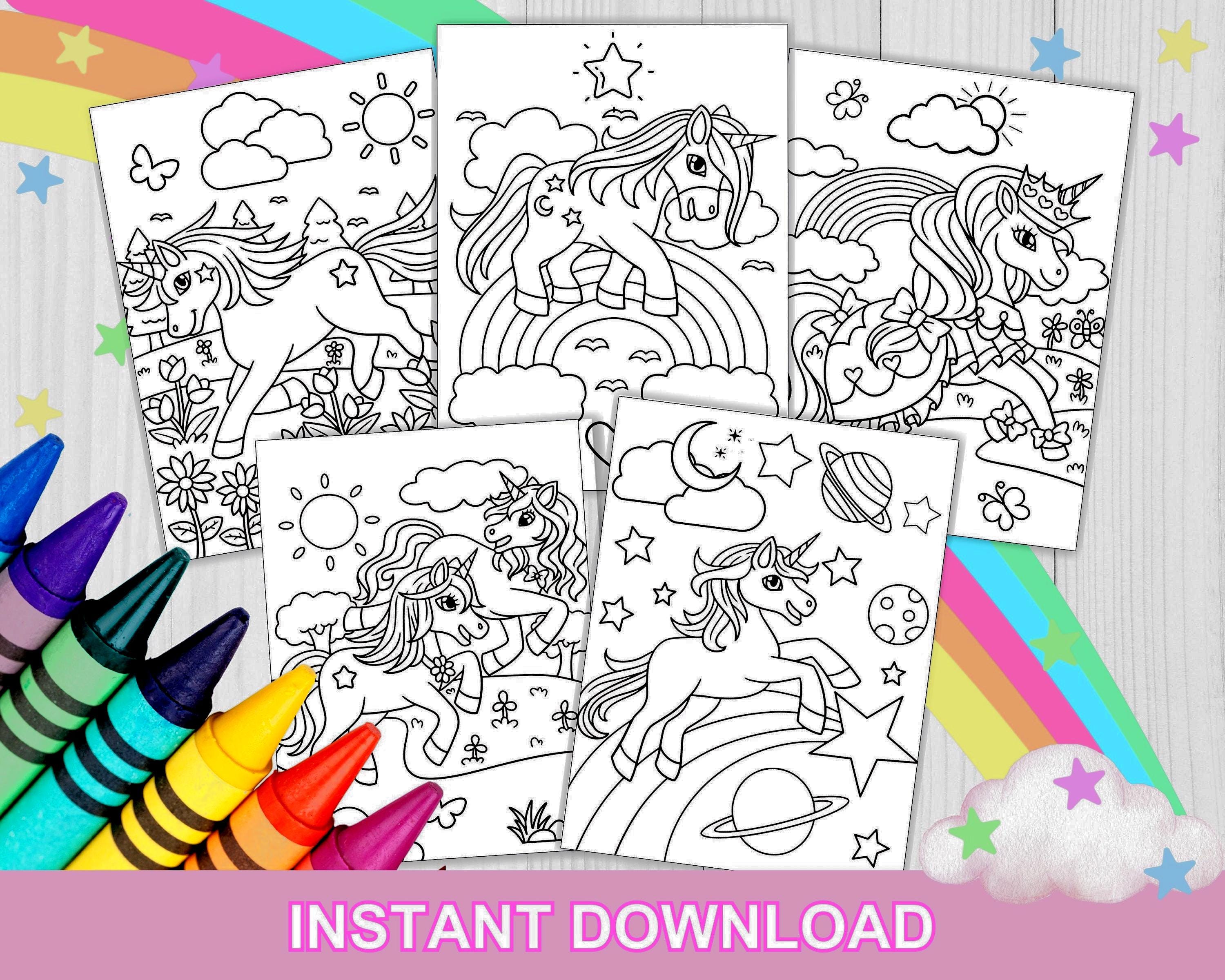 Cute Unicorn Coloring Pages For Kids, Unicorn Coloring Pages, Easy Coloring, Unicorn Printables, Unicorn Activities, Unicorn Parties, Pony
