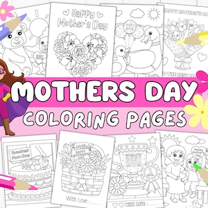 Coloración del Día de la Madre, Coloración del Día de la Madre para Niños, Coloración Fácil, Imprimible del Día de la Madre, Actividad del Día de la Madre, Los mejores regalos de mamá
