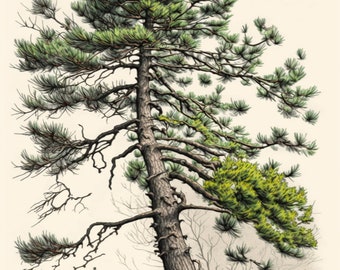 Eastern White Pine - Colored Pencil Print