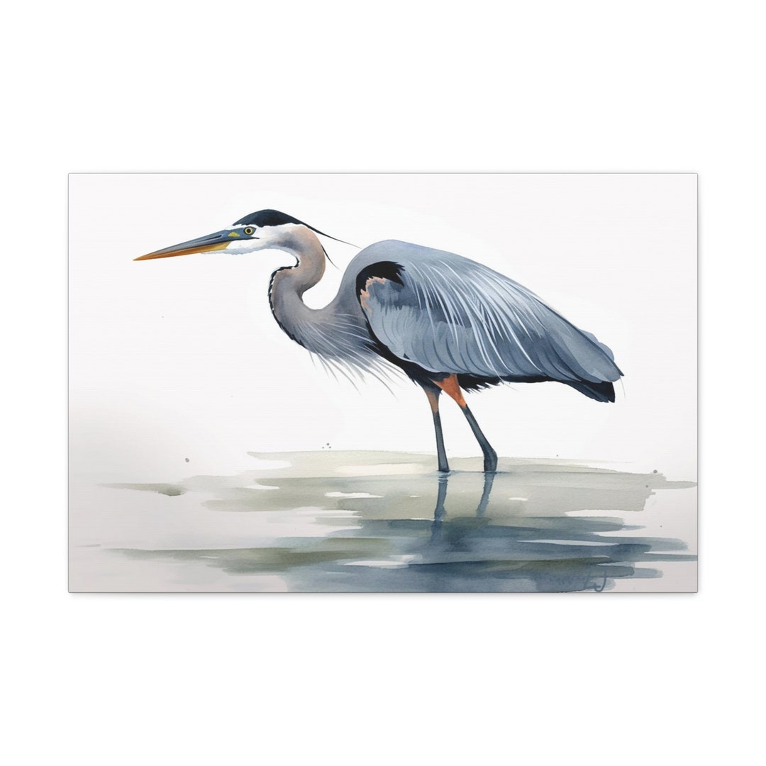 Great Blue Heron Watercolor Art Print, Coastal Decor, Tropical Wall Art ...