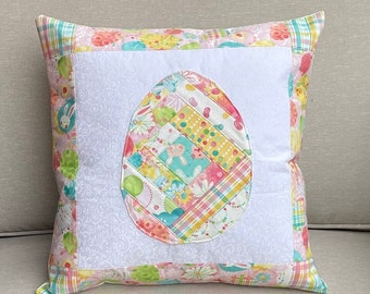 Handmade Easter Egg  appliqué  pillow cover 14" x 14"