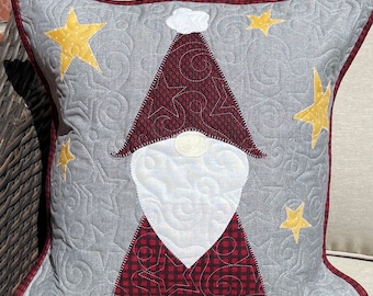 Christmas gnome appliqué 17x17 pillow cover