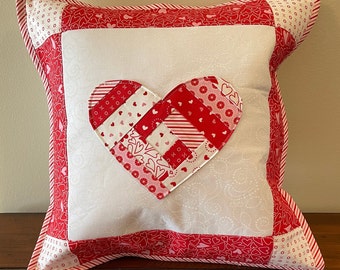 Valentine's Day appliqué  pillow cover 14.5" x 14.5"