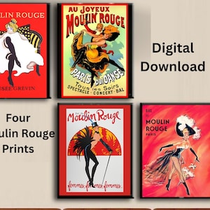 Affiches Moulin Rouge - QUATRE téléchargements numériques art déco Moulin Rouge - affiches art déco - affiches vintage - art mural - cadeaux pour elle - cadeaux