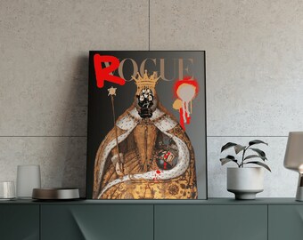 Vintage Renaissance Painting, graffiti Art Print, Queen portrait, Altered print, Christmas gifts, Vintage Portrait, Altered art, gifts