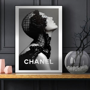 chanel canvas wall art black and silver