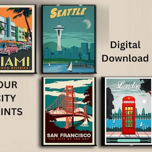 Cartazes Art Déco - QUATRO downloads digitais Art Déco - Impressões urbanas Art Déco - cartazes urbanos - Cartazes vintage - arte urbana - presentes para ela - presentes