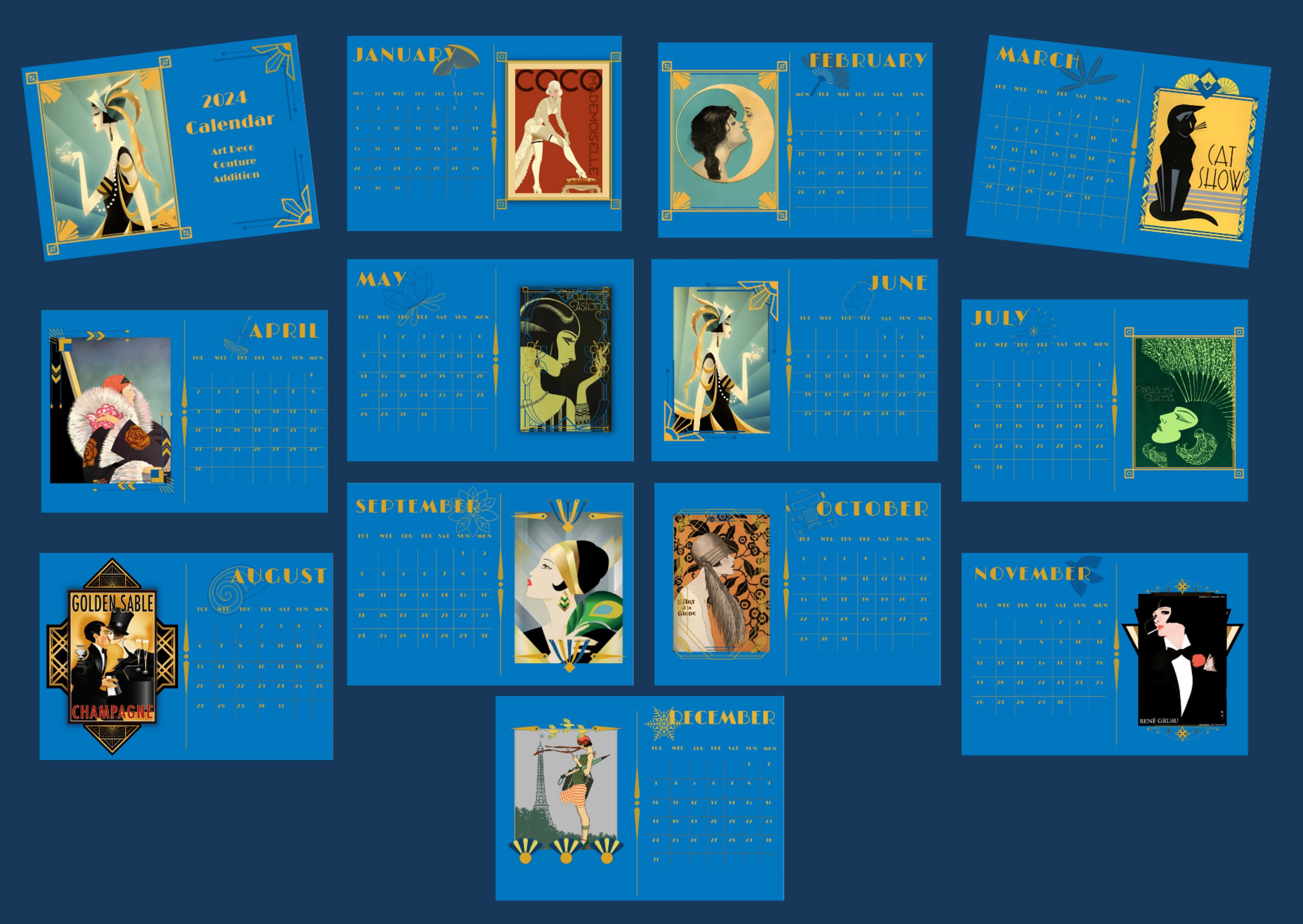 A4 Wall Calendars 2024 Art Deco Calendar Art Deco Prints Etsy Australia A4 Wall Calendars 2024 Art Deco Calendar Art Deco Prints Etsy Australia