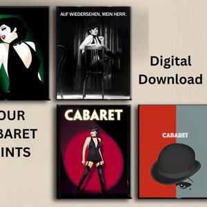 Cartazes de filmes de cabaré - QUATRO downloads digitais de cabaré Art Déco - Cartazes Art Déco - Cartazes vintage - arte de parede - presentes para ela - presentes