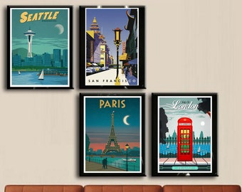 Art Deco prints - 4 OPTIONS - City wall art - 1920 prints - city prints - gifts for him - gifts for her - City poster - vintage posters