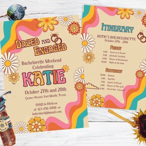 Dazed and Engaged Bachelorette Invitation and Itinerary Dazed and Engaged Boozed and Confused Editable Digital Download Bachelorette Invite