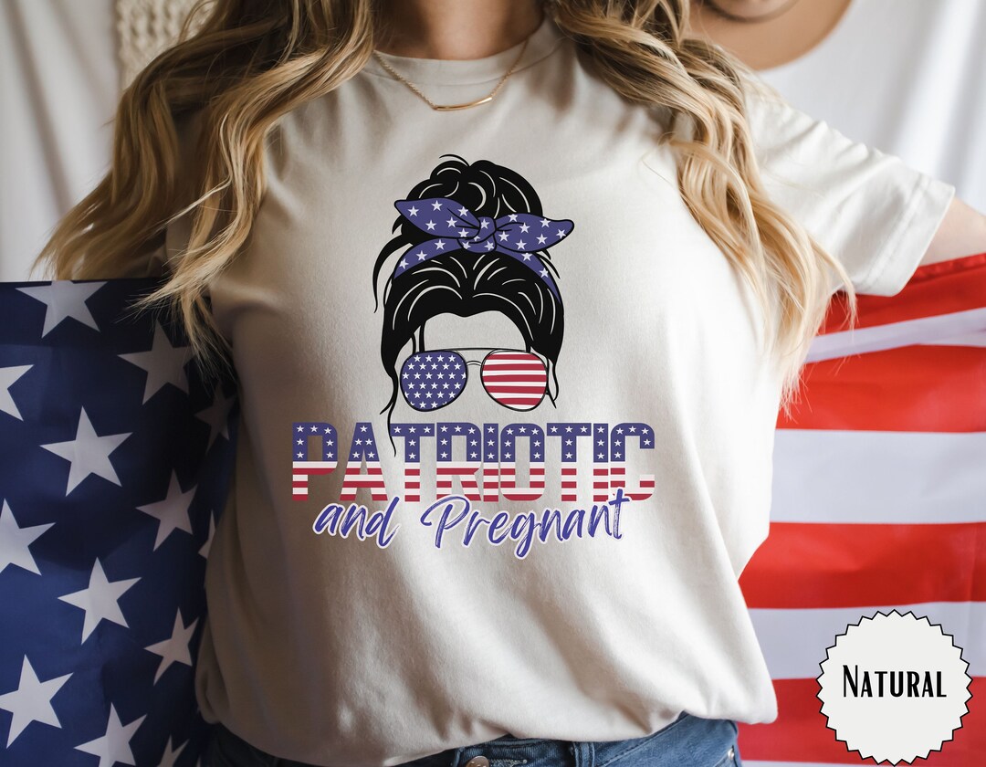 Patriotic and Pregnant Family Pregnancy Announcement Shirts Matching ...