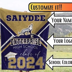 Custom Graduation Blanket Class of 2025 Senior Personalized Graduate Gift for Senior High School Graduation  Senior Year School Mascot
