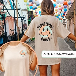 volleyball vibes smiley shirt - volleyball vibes comfort colors shirt - comfort colors volleyball tshirt