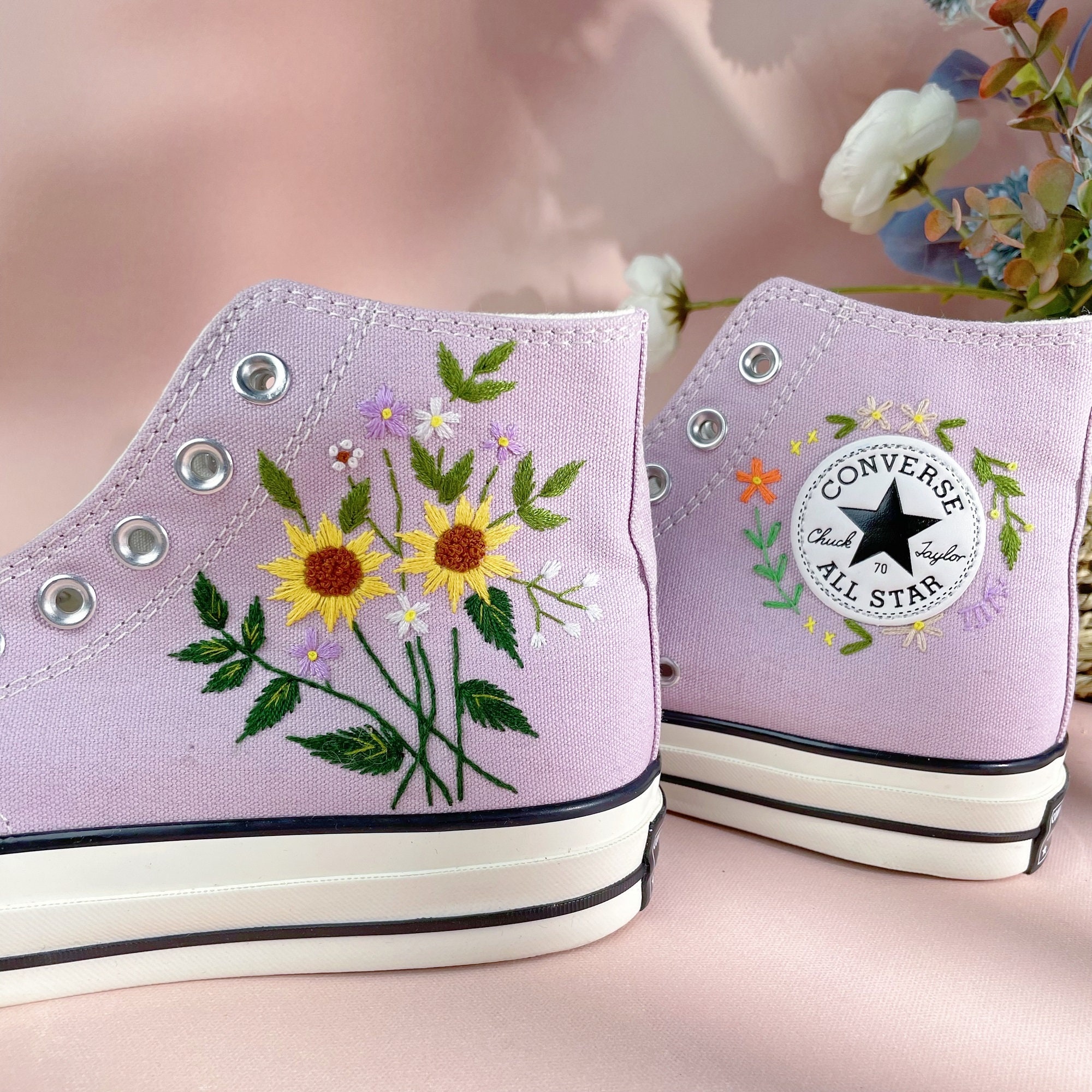 Embroidered Butterfly Converse/ Converse Custom Sun Flower - Etsy