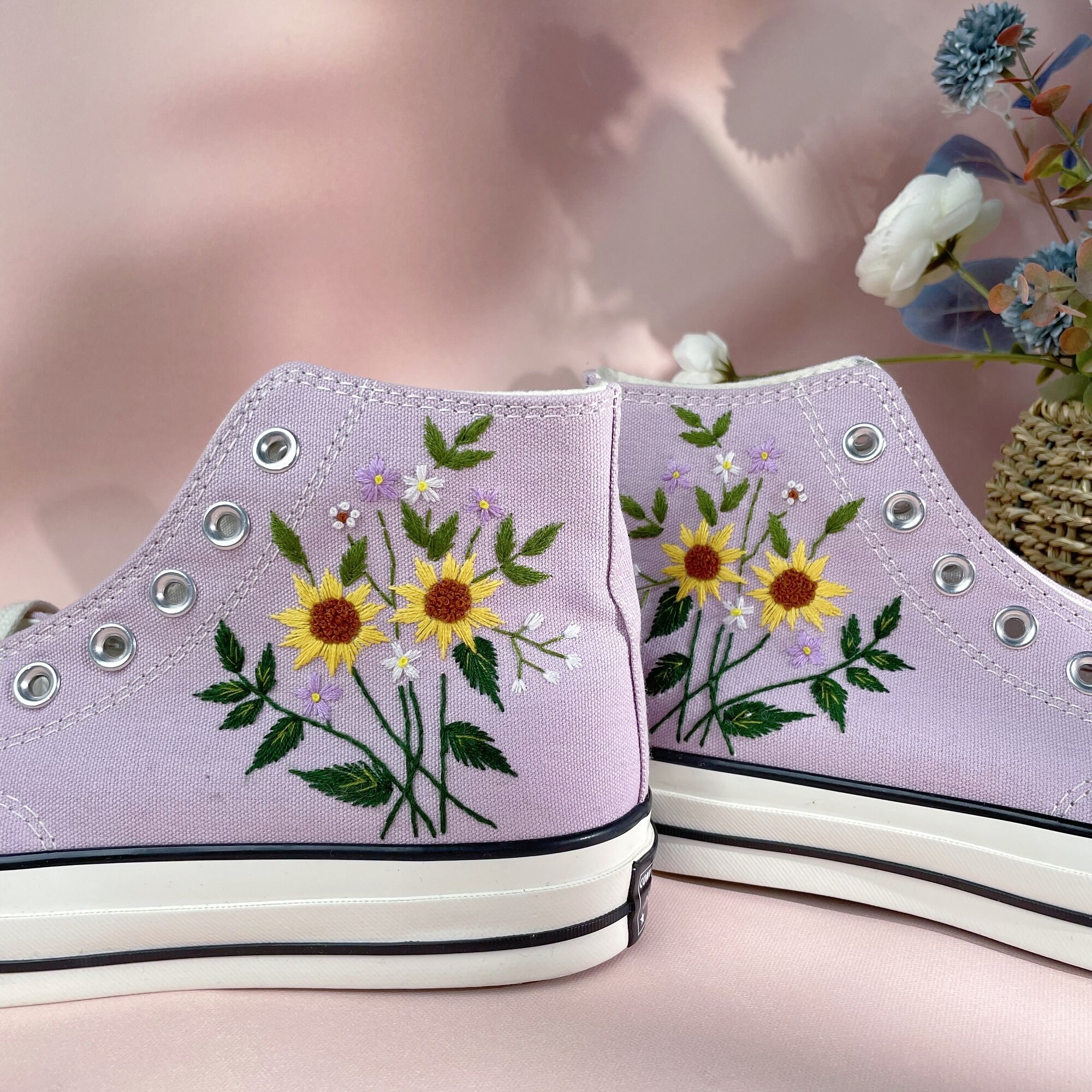 Embroidered Butterfly Converse/ Converse Custom Sun Flower Etsy
