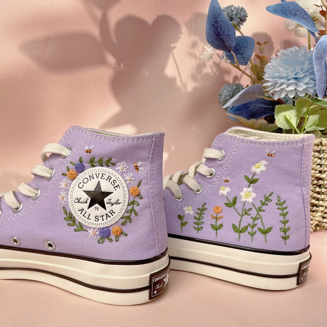 Embroidered Butterfly Converse/ Converse Custom Sun Flower Embroidery