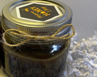 Mason Jar of Melipona Honey. Natural, Pure Raw And Unfiltered stingless bee honey