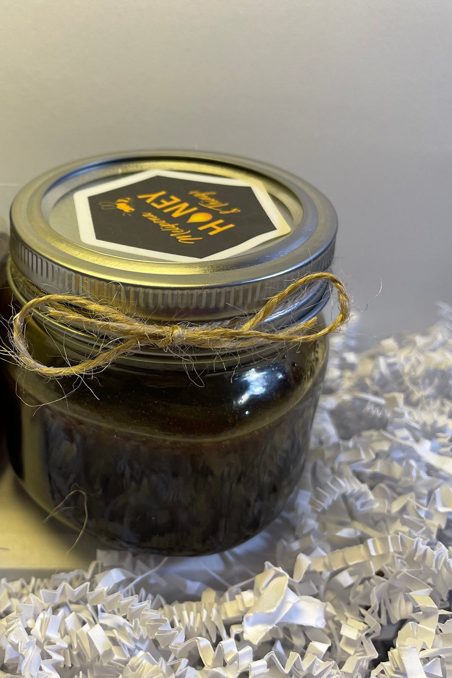 Mason Jar of Melipona Honey. Natural, Pure Raw And Unfiltered stingless bee honey