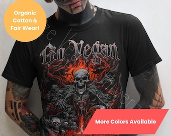 Vegan Heavy Metal, Skull Skeleton, Gift for Vegans, Plant Based Friends, Animal Liberation Rights Activist Shirt, Rock Gothic, Statement Tee