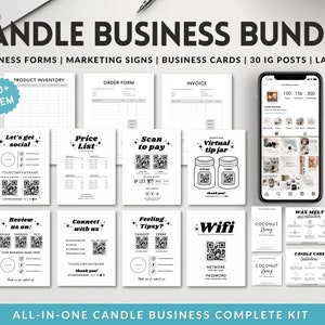 Candle Business Bundle, Editable Candle Care Instructions, Candle Labels Template, Order Form, Thank You Cards, Small Business Supplies