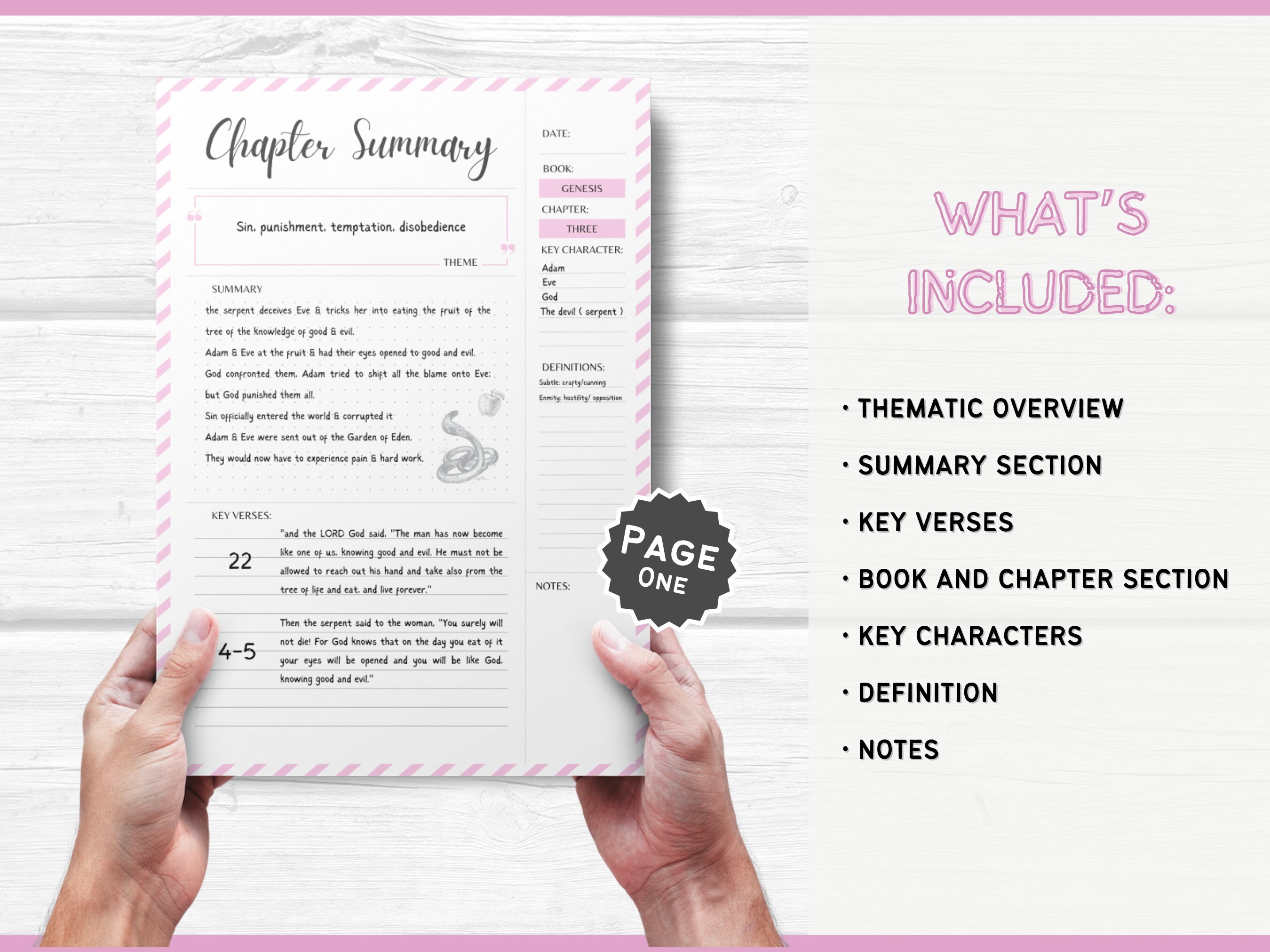 Bible Chapter Summary Printable Template | Bible Study Guide Template ...