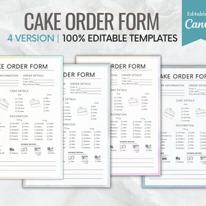Cake Order Form,Printable Bakery Order Form,Small Business Template,Cake Order Template,Editable in Canva,Craft Order Form,Cookie Order Form
